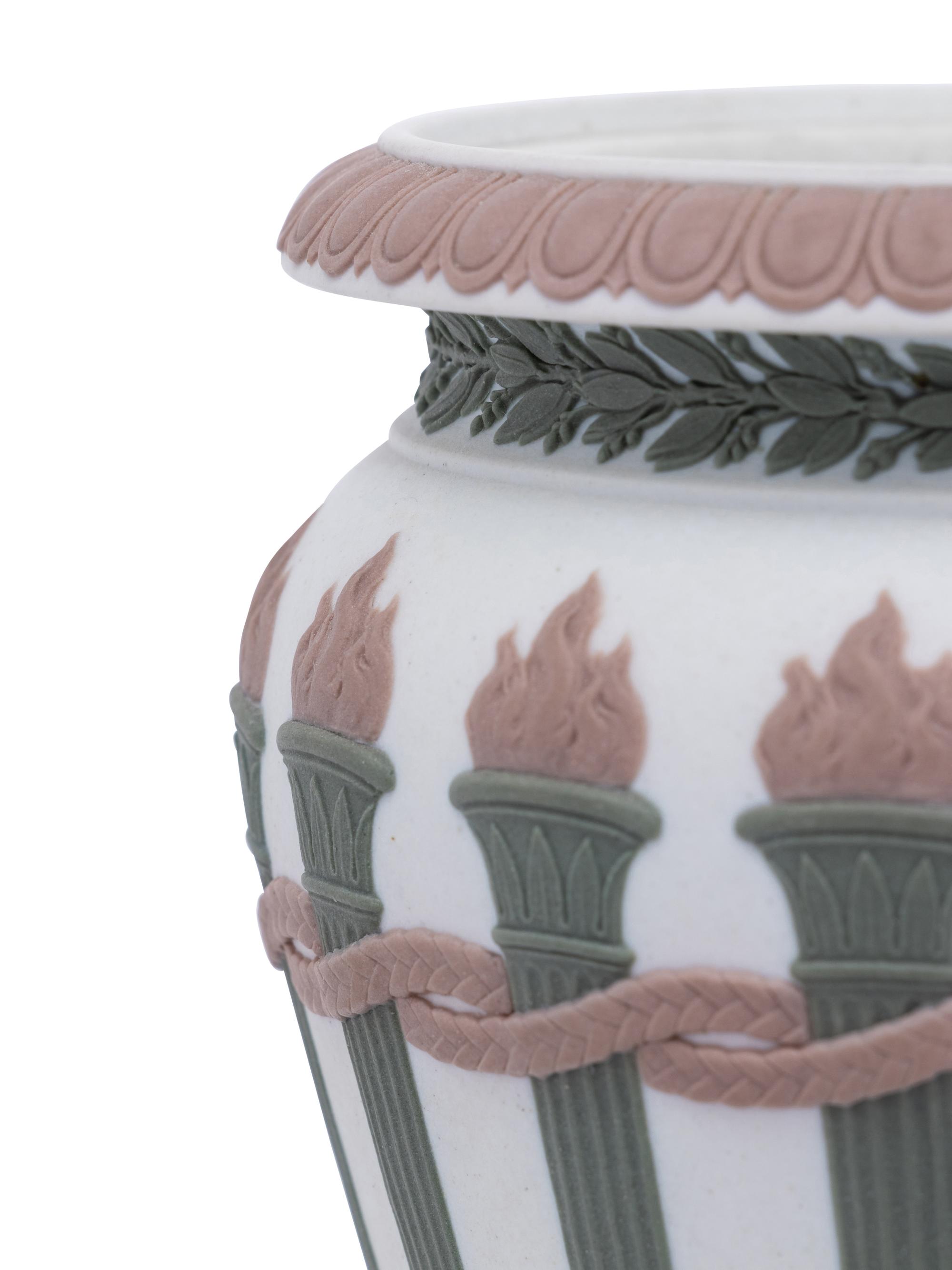 Two Wedgwood Three-Color Jasperware Torches Vases