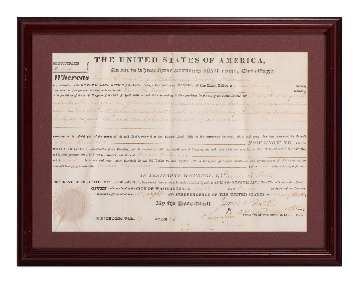 [POLK, James K. (1795-1849) -- PIERCE, Franklin (1804-1869) -- VAN BUREN, Martin (1782-1862).]