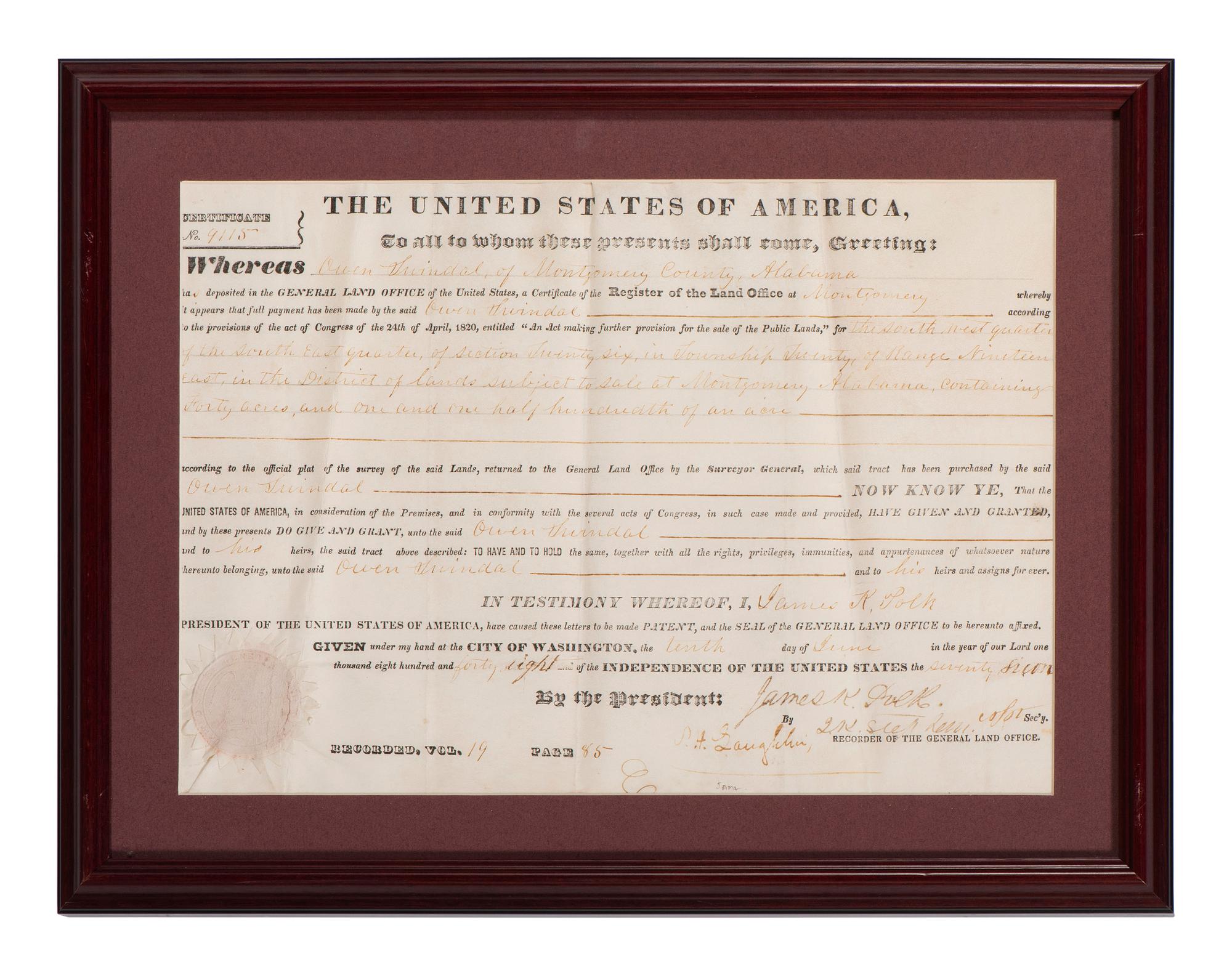 [POLK, James K. (1795-1849) -- PIERCE, Franklin (1804-1869) -- VAN BUREN, Martin (1782-1862).]