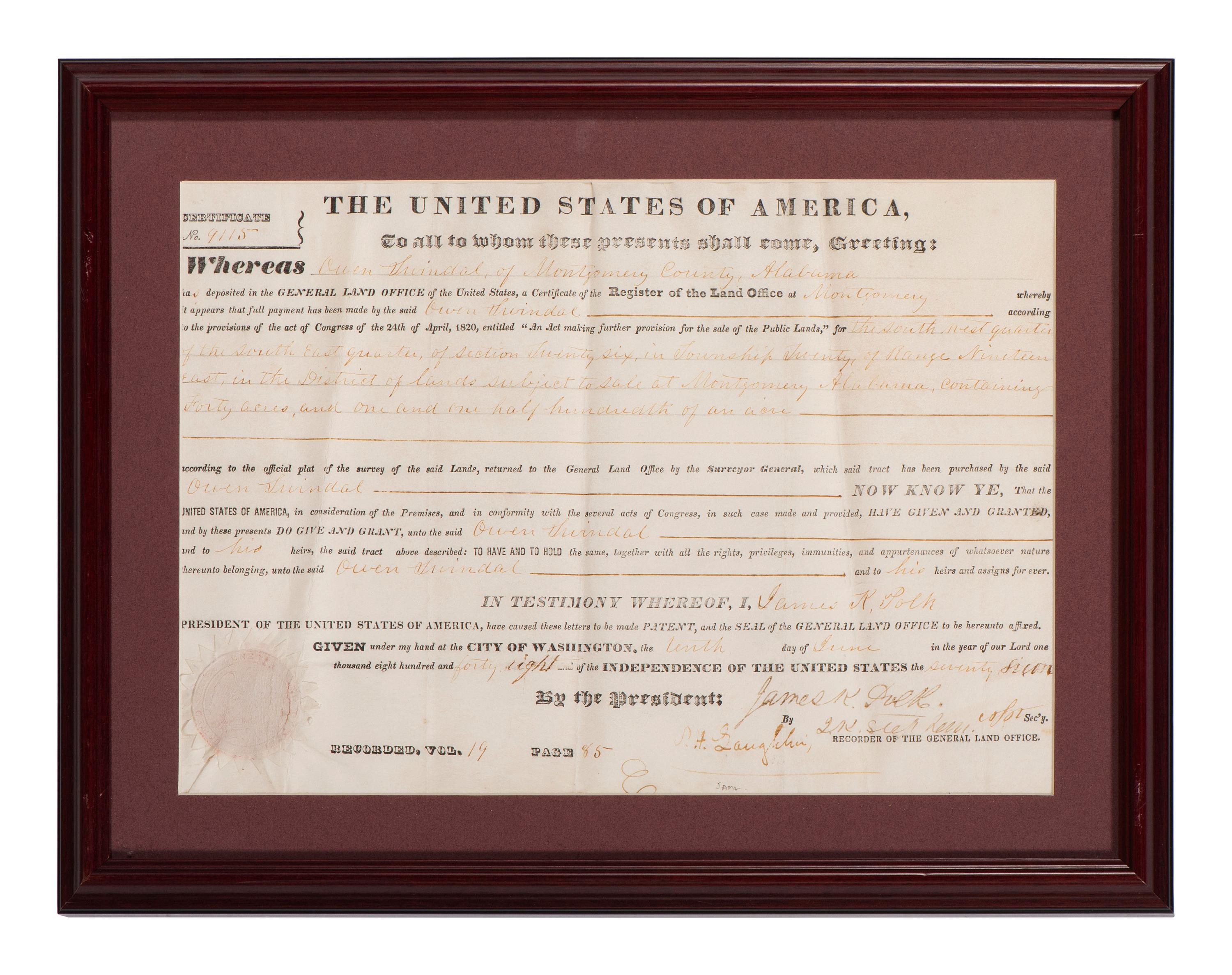 [POLK, James K. (1795-1849) -- PIERCE, Franklin (1804-1869) -- VAN BUREN, Martin (1782-1862).]