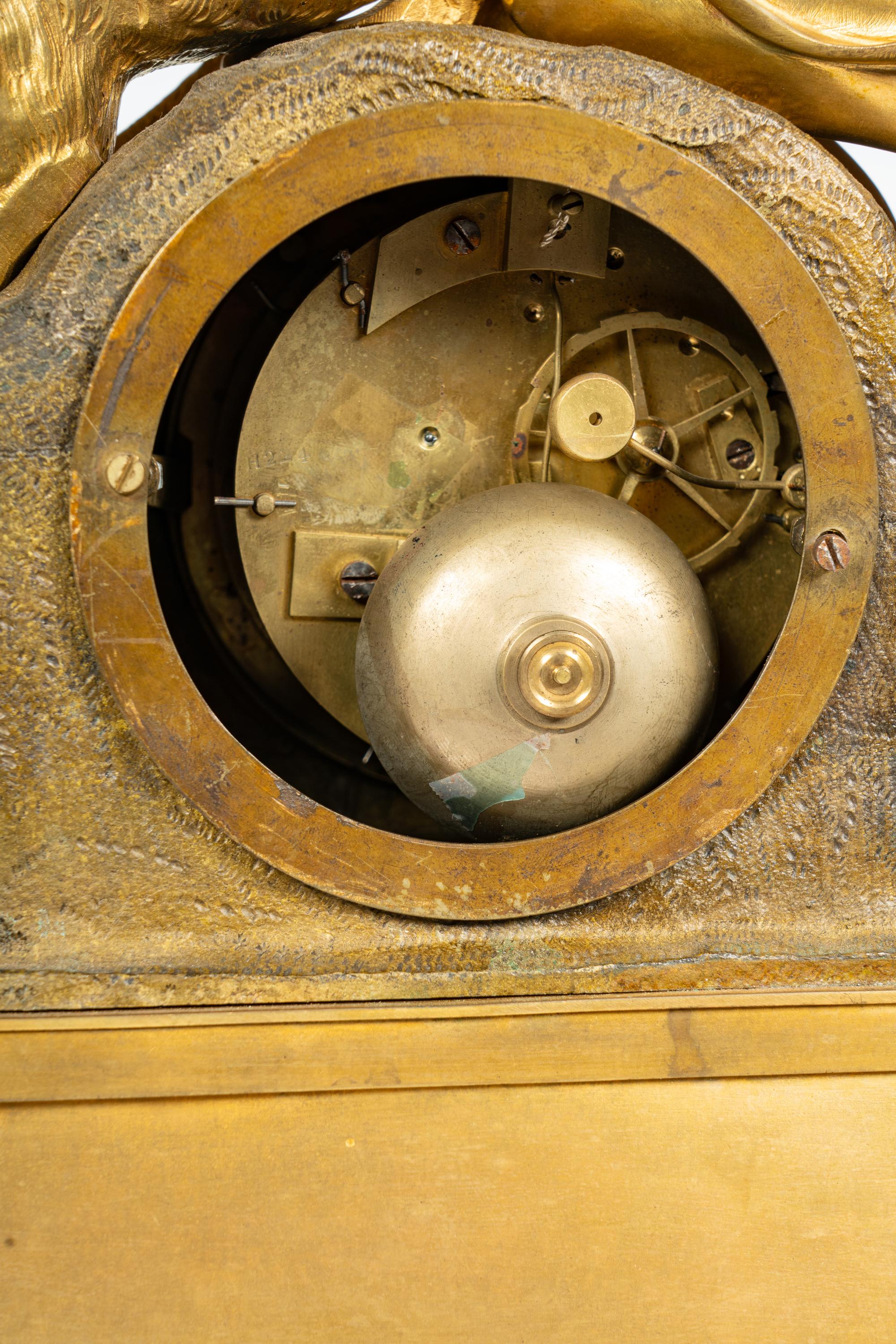 A Louis Philippe Gilt Bronze Figural Mantel Clock