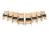 A Set of Eight Bamboo and Rattan Dining Chairs