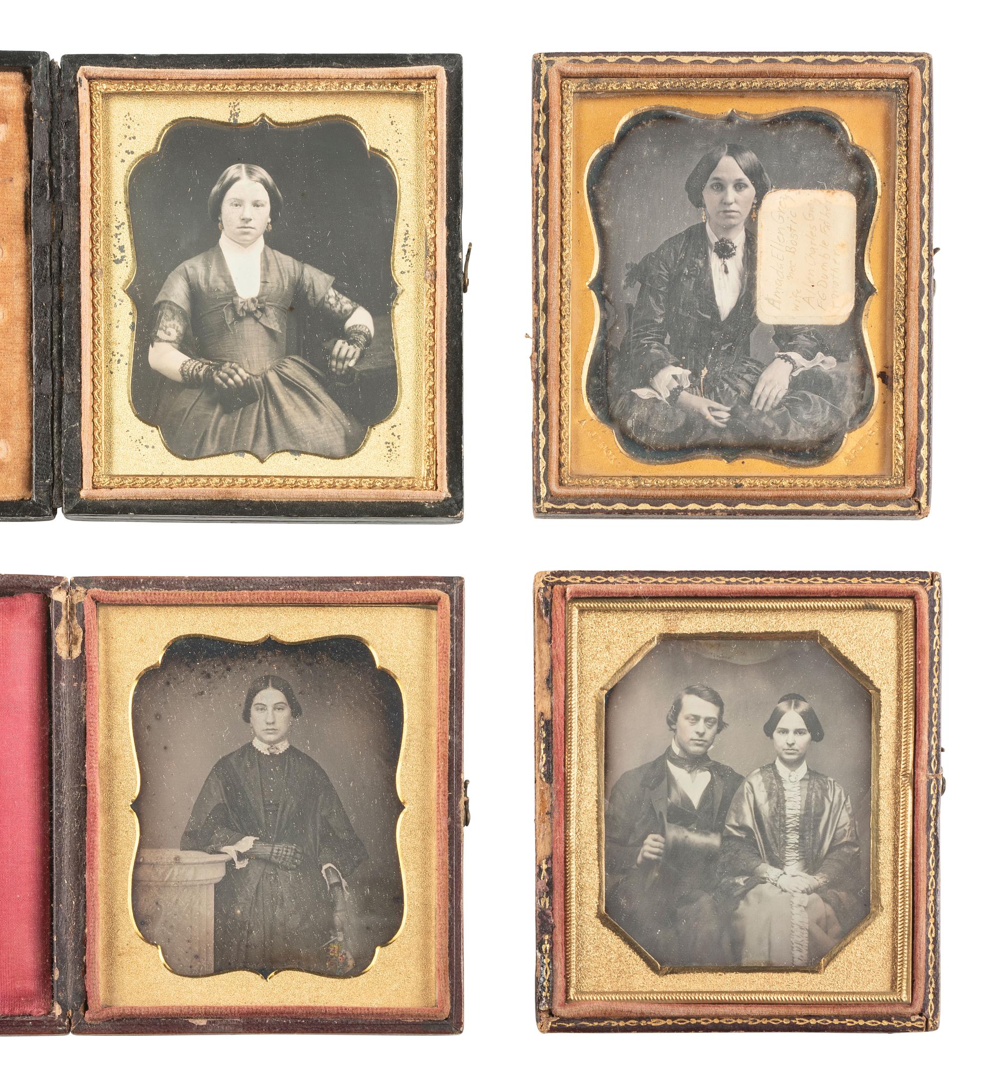 [EARLY PHOTOGRAPHY]. 19 sixth plate daguerreotypes of people with books & other objects/accessories.
