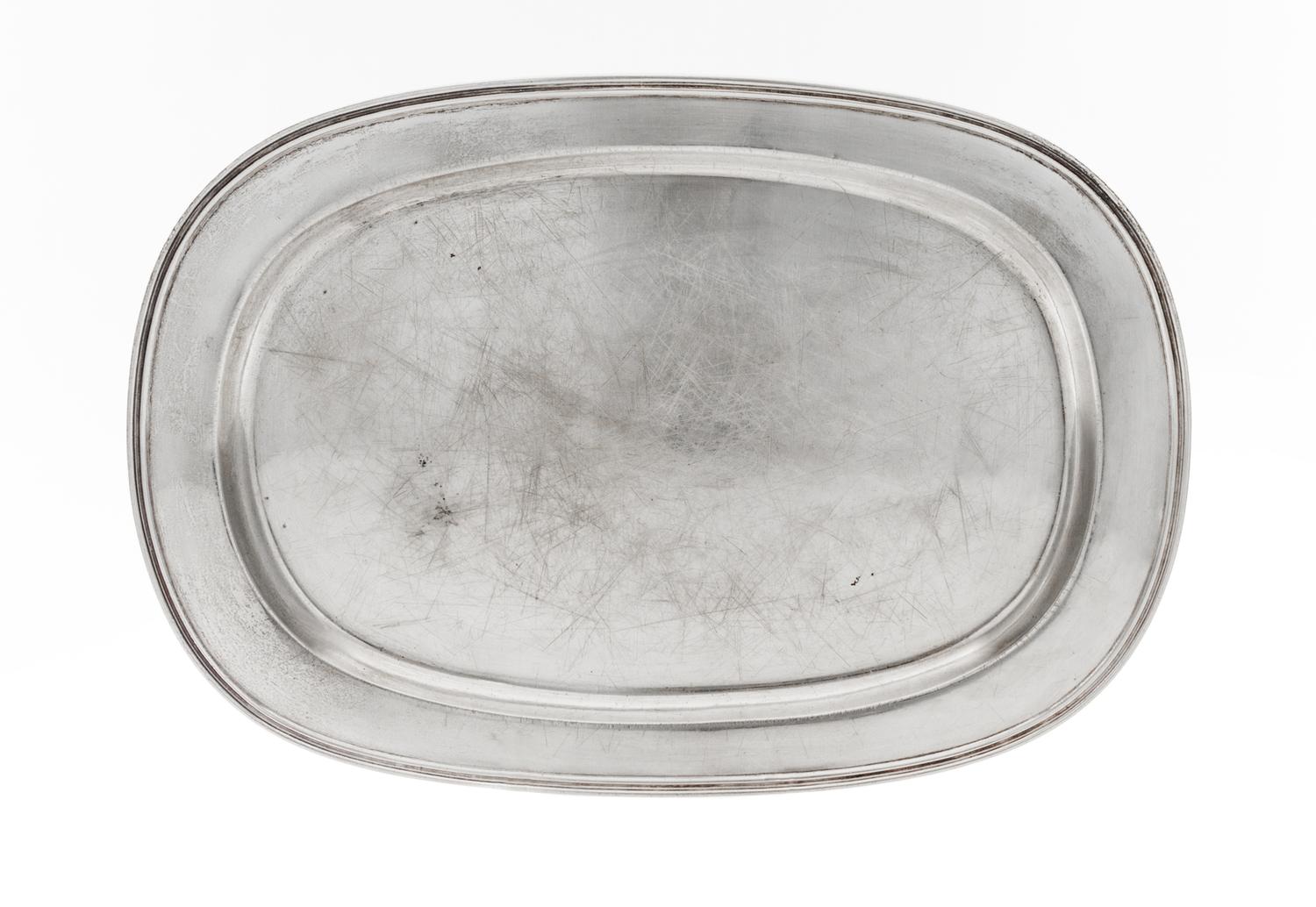 Two American Silver Trays, Gorham Mfg. Co. and Lebolt & Co., 20th Century, the first with a foliate and shell cast edge, the second of