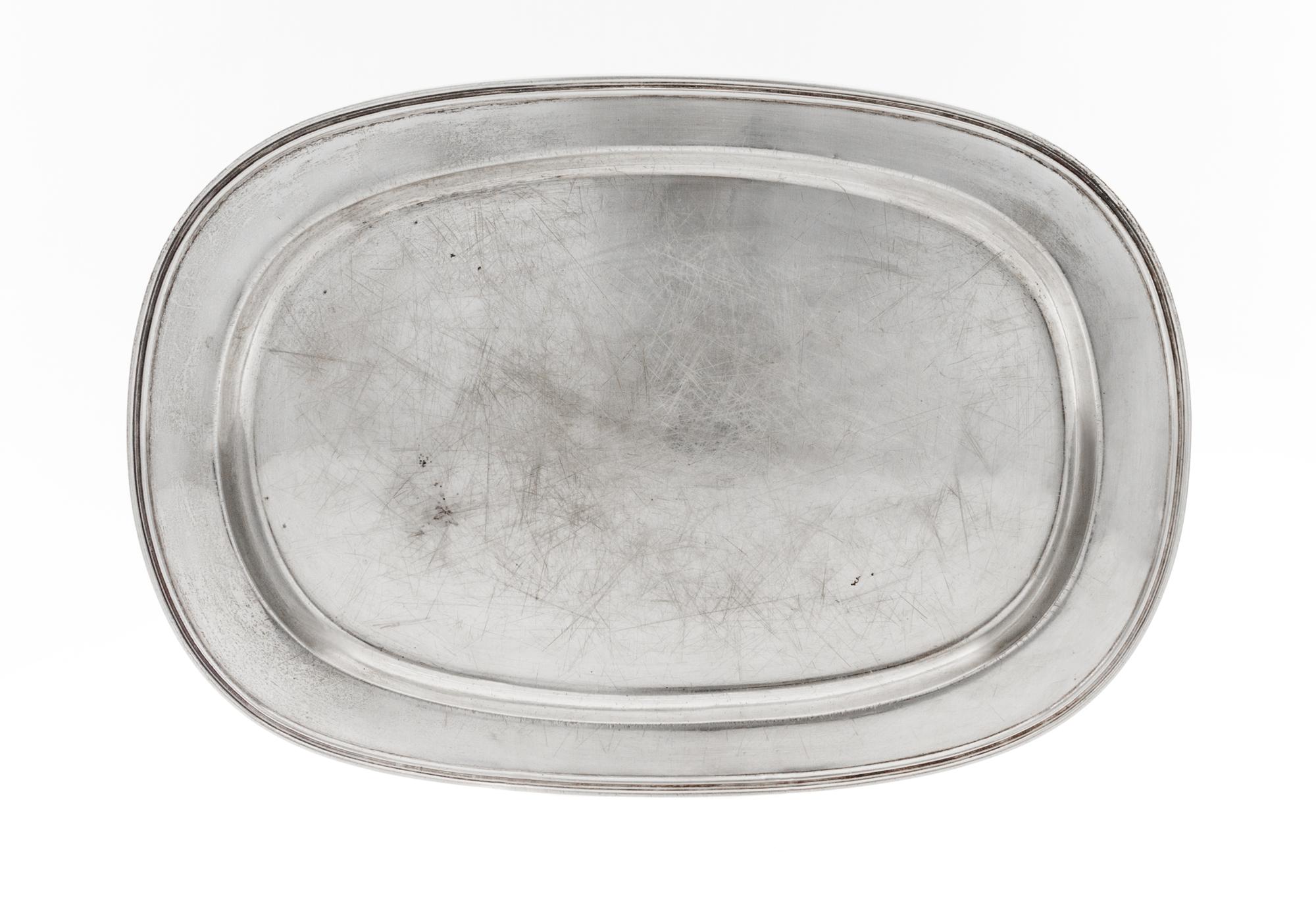 Two American Silver Trays, Gorham Mfg. Co. and Lebolt & Co., 20th Century, the first with a foliate and shell cast edge, the second of