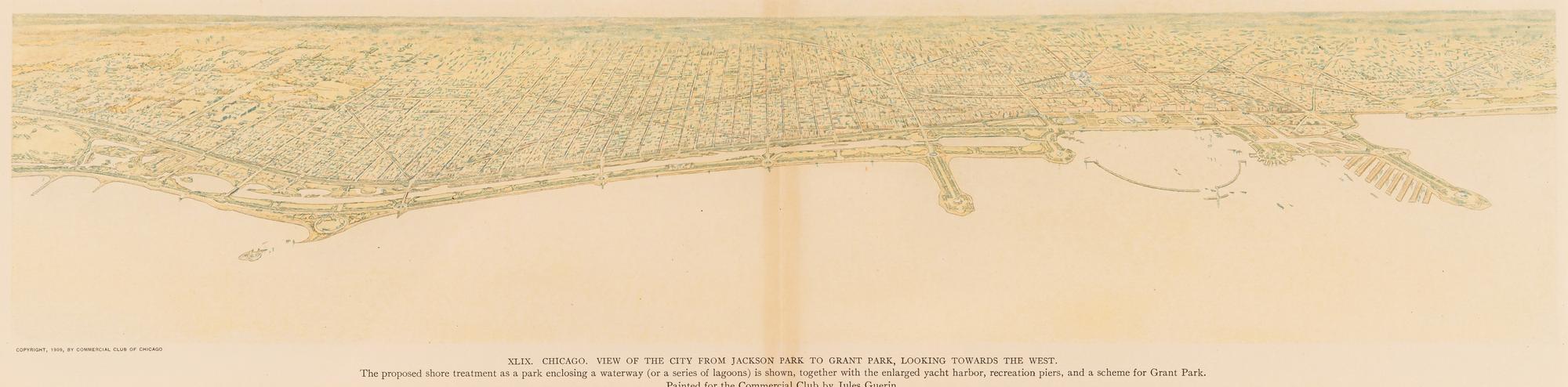 [CHICAGO]. BURNHAM, Daniel. A group of 6 prints and elevations from Burnham's Plan of Chicago , published by the Commercial Club of Chicago, 1909.