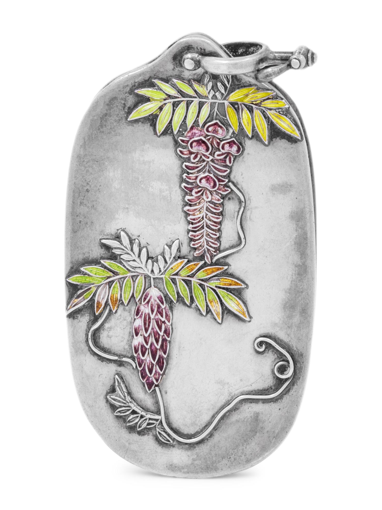 A Japanese Silver and Enameled Aide Memoire