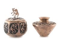 Pair of Silver Overlay Jars