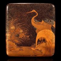 A Japanese lacquer "Cranes and Dogs" writing box Edo to early Meiji period