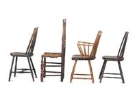 Three Windsor Side Chairs and a Bannister Back Chair