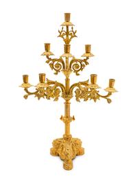 A Continental Gilt Bronze Eight-Light Candelabra