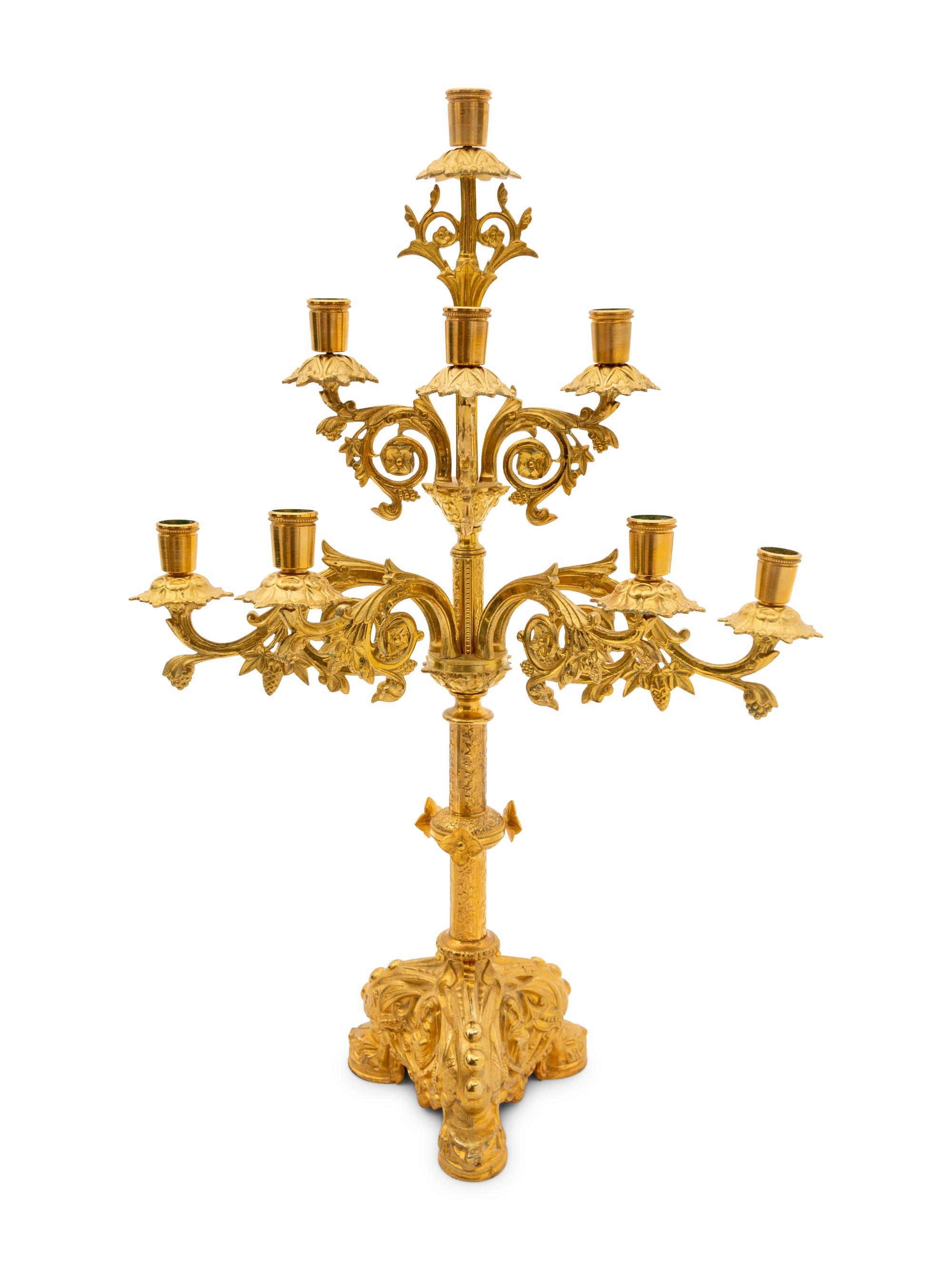 A Continental Gilt Bronze Eight-Light Candelabra