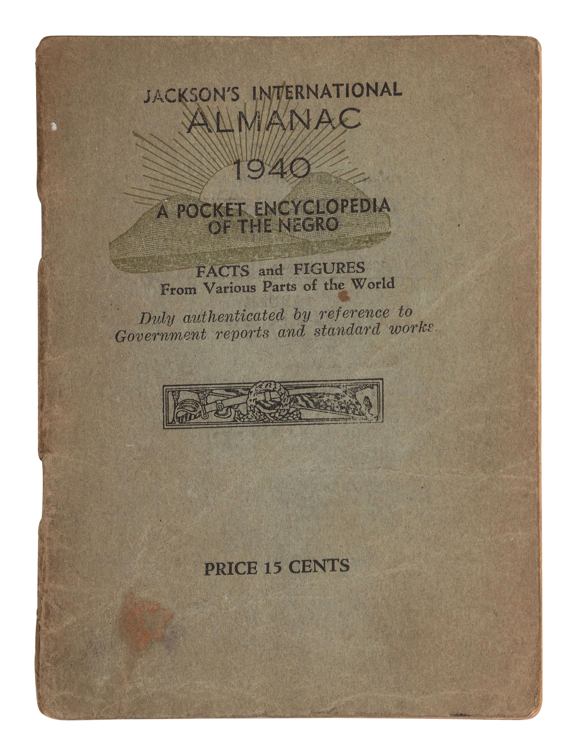 JACKSON, Samuel L., ed. Jackson's International Almanac: A Pocket Encyclopedia of the Negro . [New York]: [Vanguard], [1940].