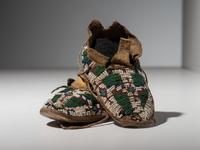 Cheyenne Child's Beaded Buffalo Hide Moccasins