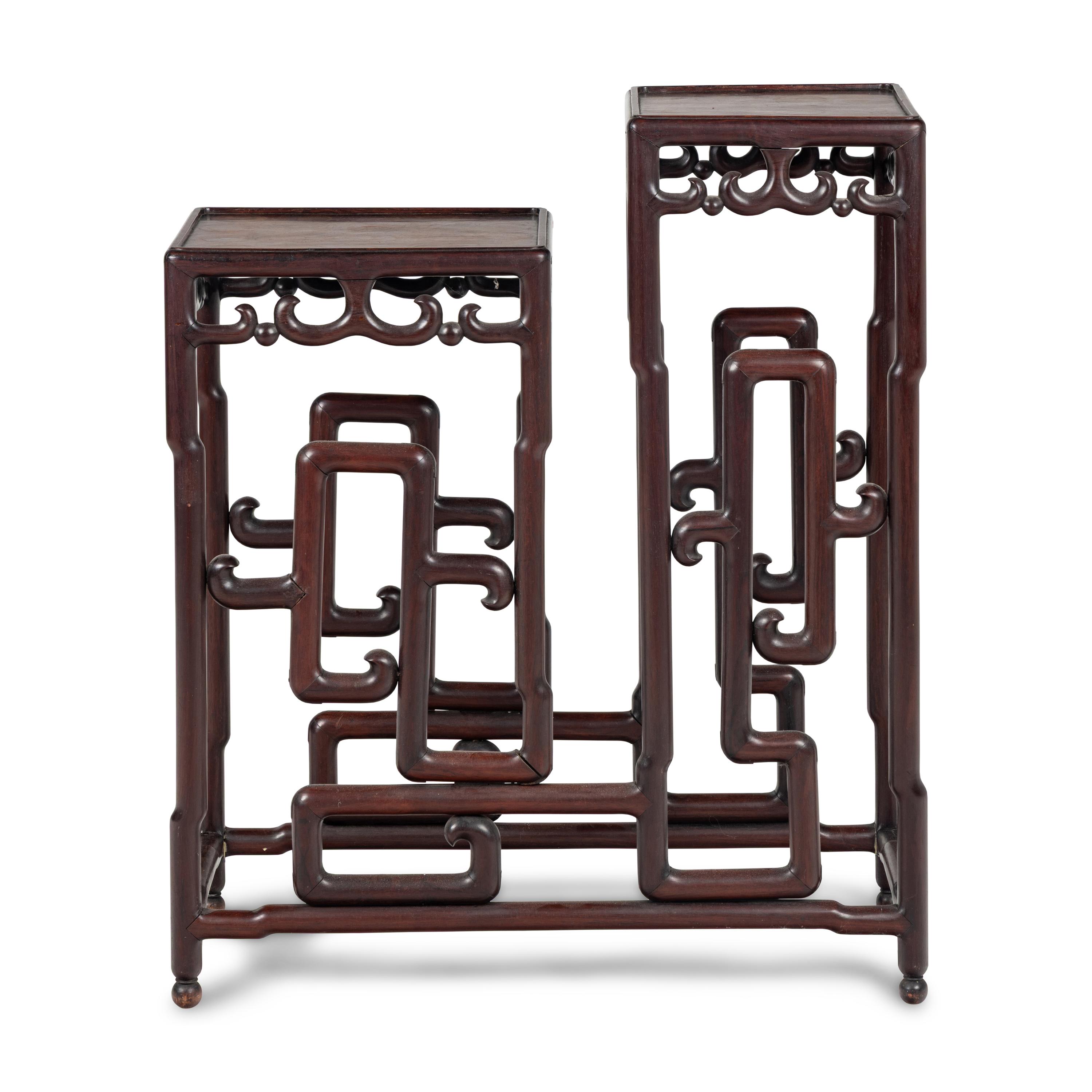A Chinese Hardwood Two-Tier Pedestal
