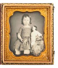 [EARLY PHOTOGRAPHY]. Sixth plate daguerreotype portrait of a little girl with her doll.
