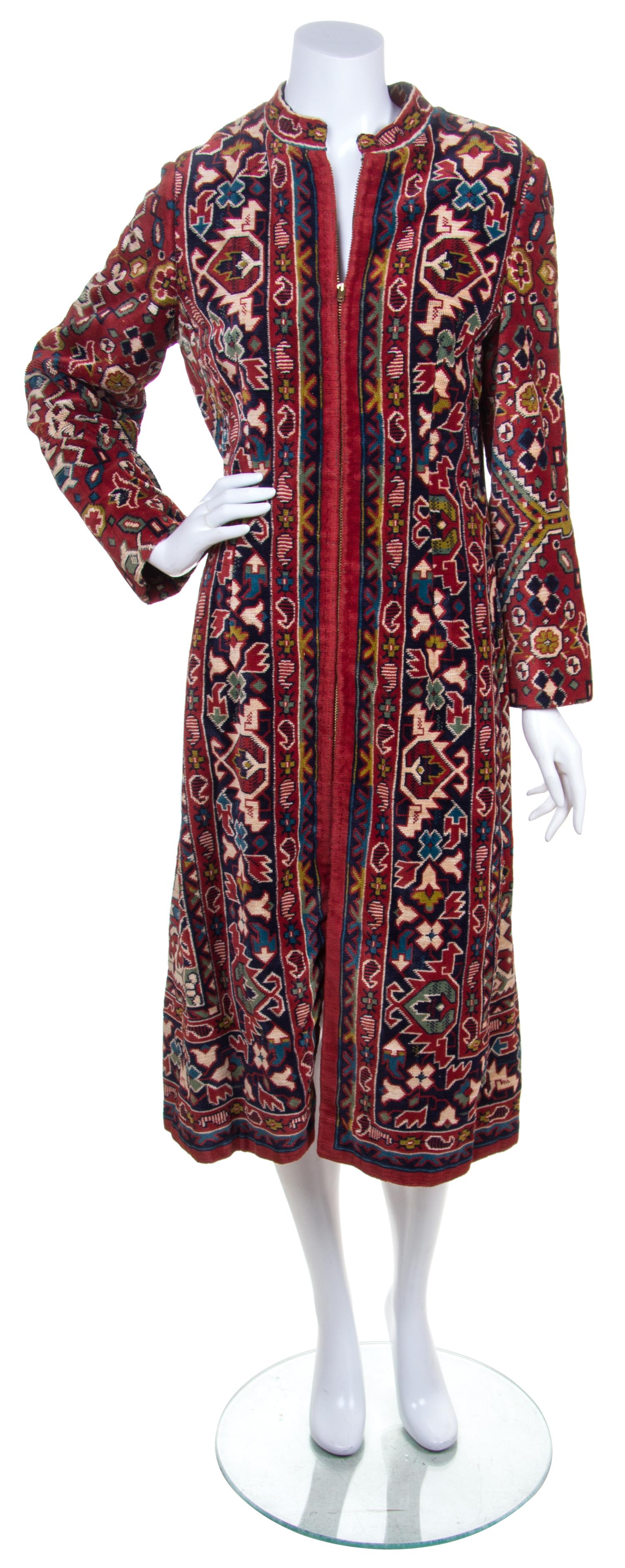 An Adele Simpson Multicolor Tapestry Coat, Size 14.
