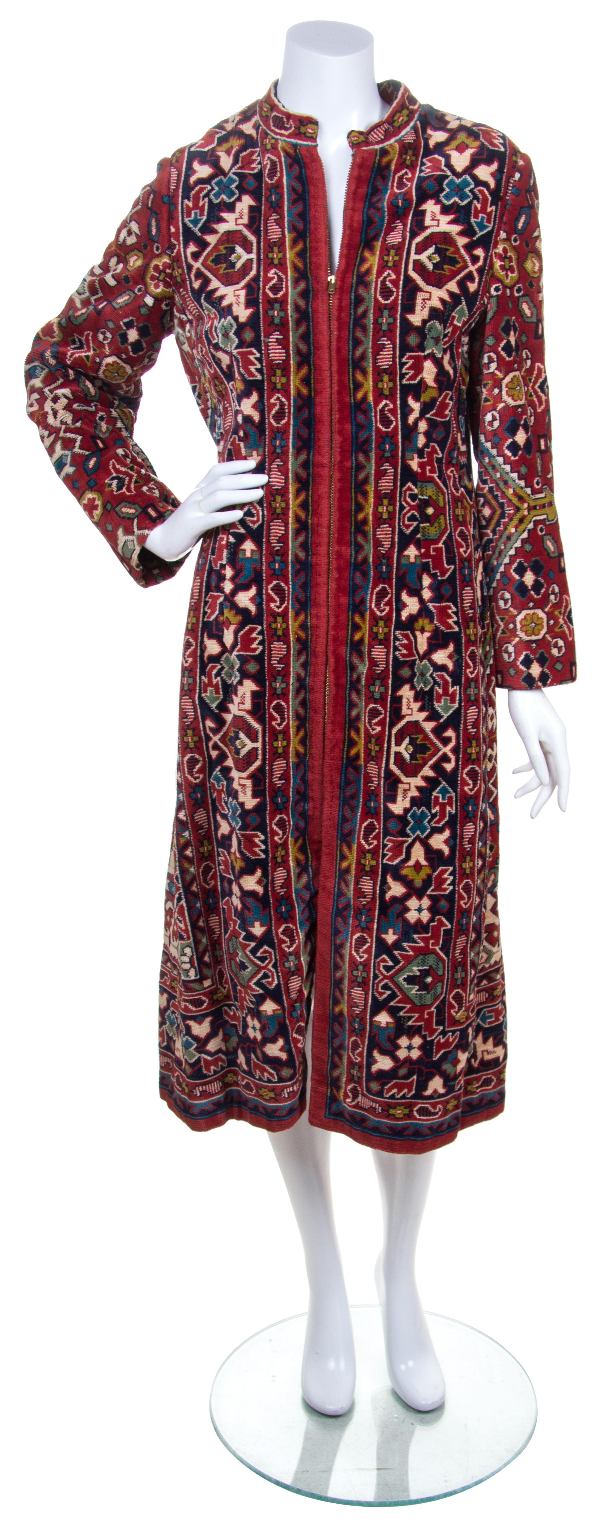 An Adele Simpson Multicolor Tapestry Coat, Size 14.