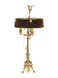 A Neoclasscial Brass Candelabrum Mounted as a Table Lamp