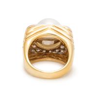 TRIO, CULTURED SOUTH SEA PEARL AND DIAMOND RING