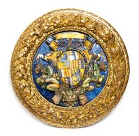 A French Glazed Ceramic Coat of Arms Diameter of frame 33 inches. — 17TH/18TH CENTURY