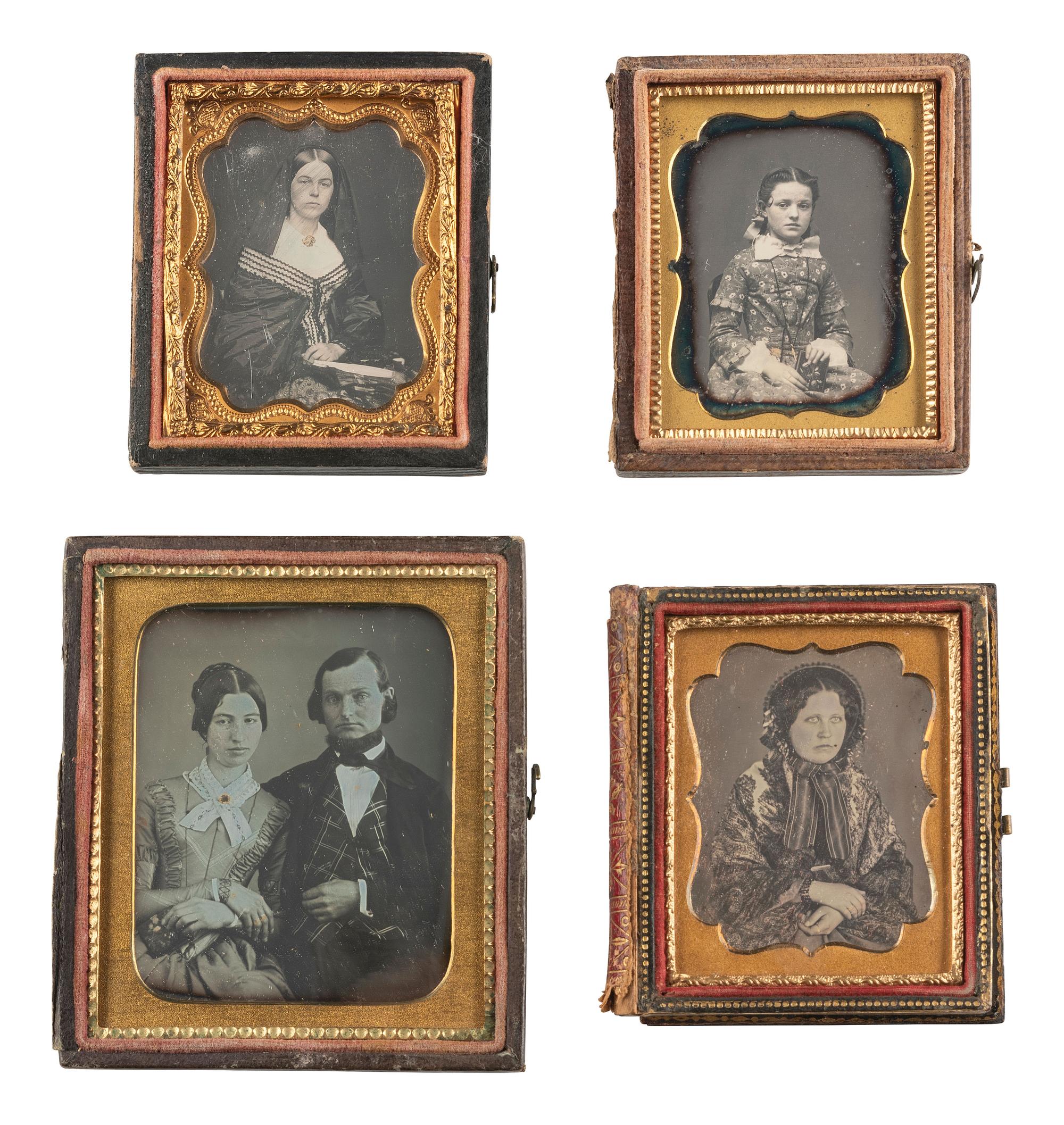 [EARLY PHOTOGRAPHY]. 19 cased images of females with props and/or noteworthy accessories.