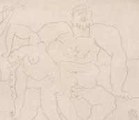 Homme nu avec femme ivre et jeune flûtiste, 1953; printed 1961