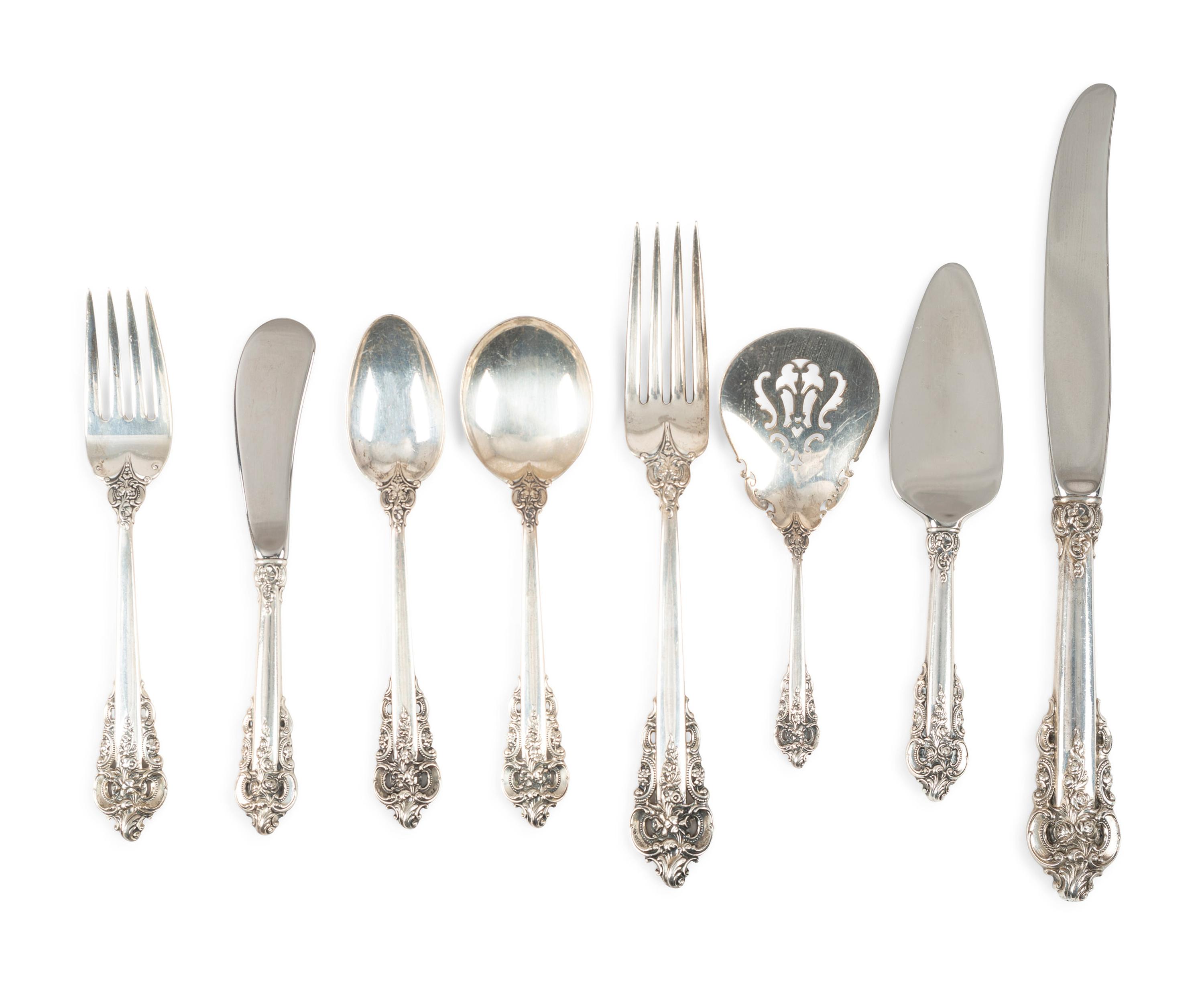 A Wallace 'Grand Baroque' Silver Flatware Service