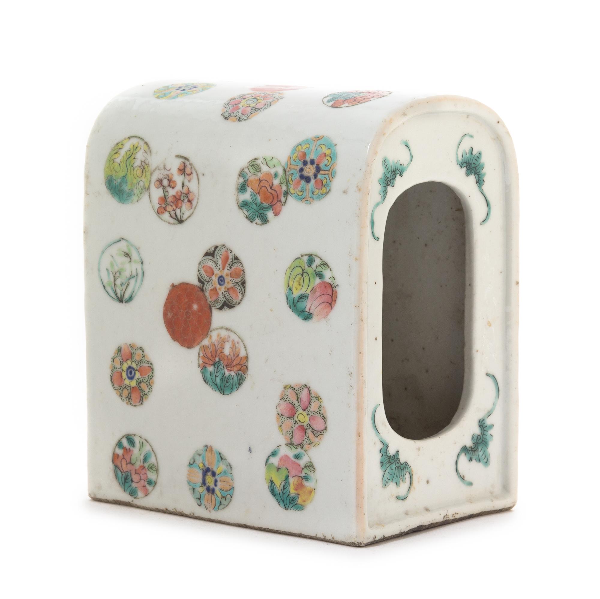 A Chinese Famille Rose Porcelain Pillow Height 5 3/8 inches. — 19TH CENTURY