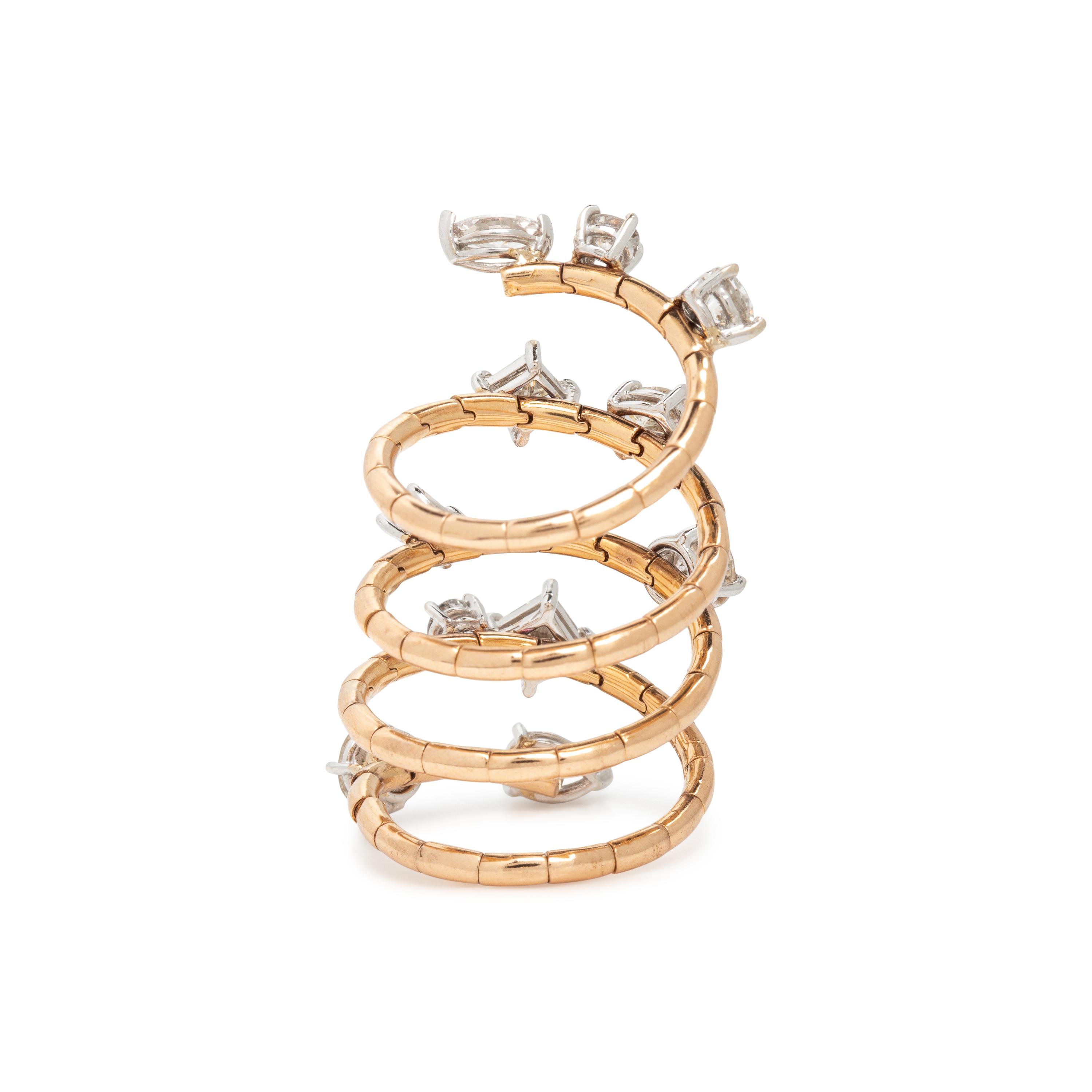 Diamond and Rose Gold Flexible Spiral Ring