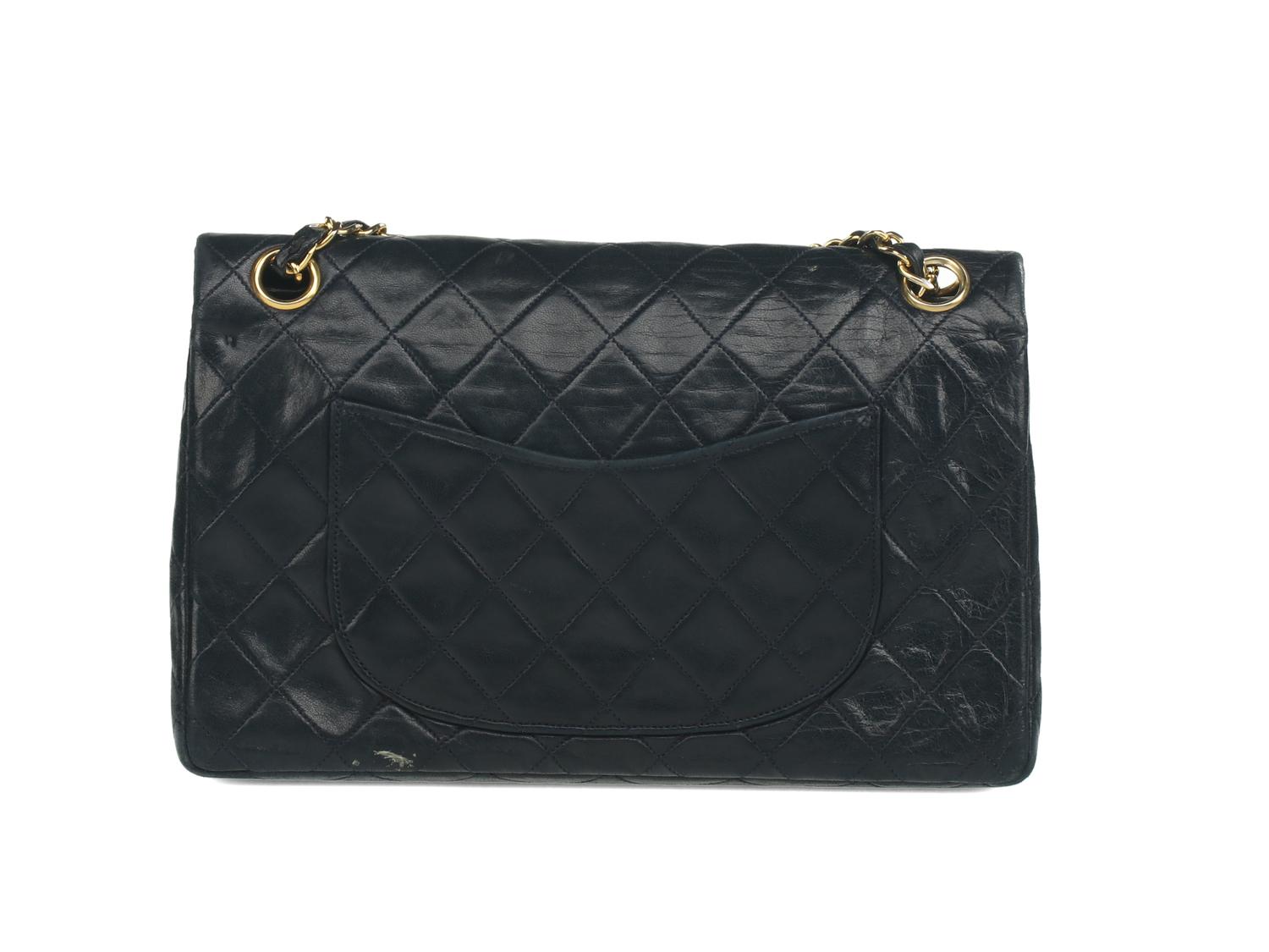 Chanel Medium Classic Double-Flap Bag in Navy Lambskin Leather