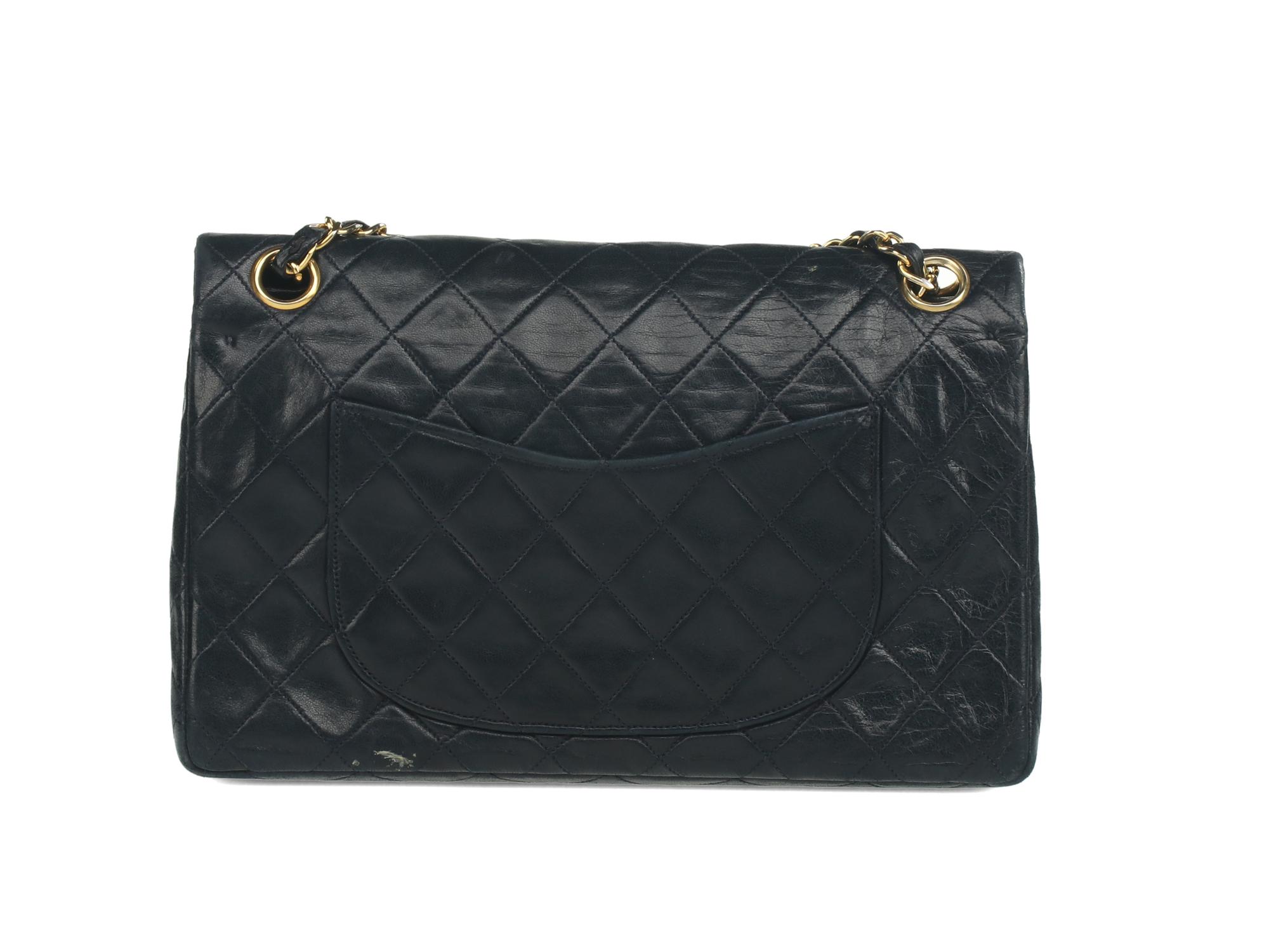 Chanel Medium Classic Double-Flap Bag in Navy Lambskin Leather