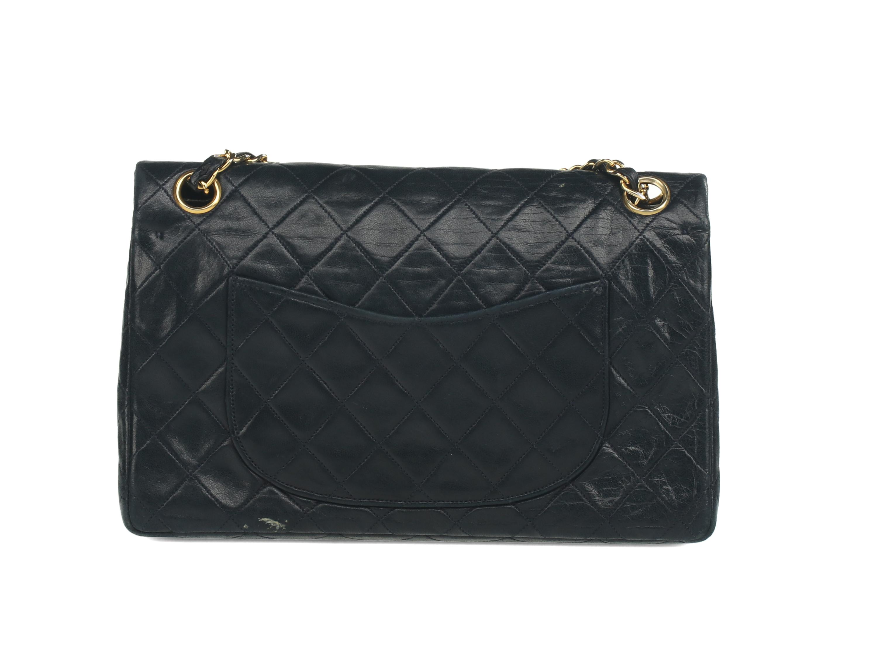 Chanel Medium Classic Double-Flap Bag in Navy Lambskin Leather