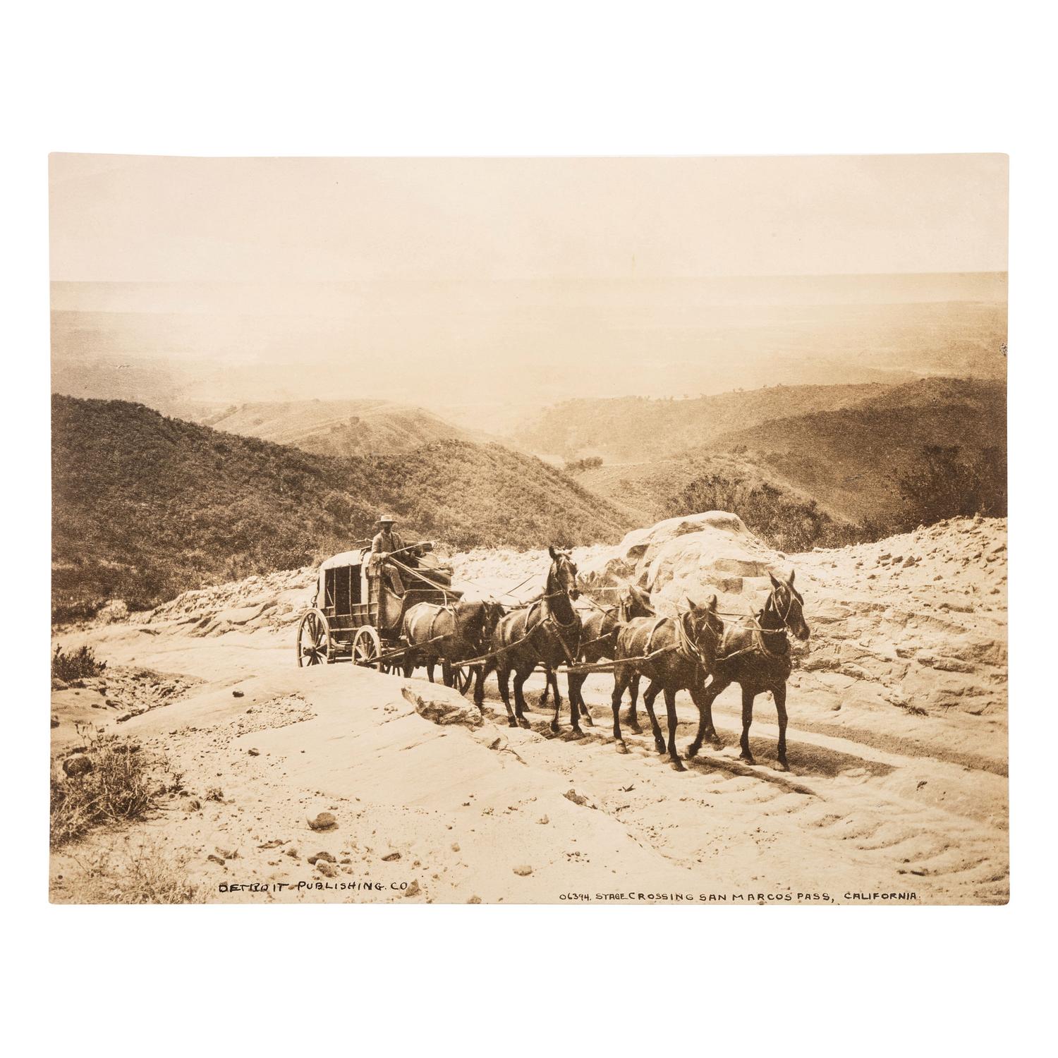 [CALIFORNIA]. JACKSON, William Henry (1843-1942), photographer. Stage Crossing San Marcos Pass, California. [Detroit, MI]: Detroit Publishing Company, n.d.