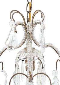 A Silvered Metal and Glass-Beaded Single-Light Chandelier