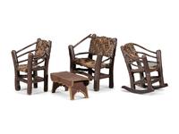 A Set of Three Pieces of Miniature Bentwood Splint Seat Seating Furniture