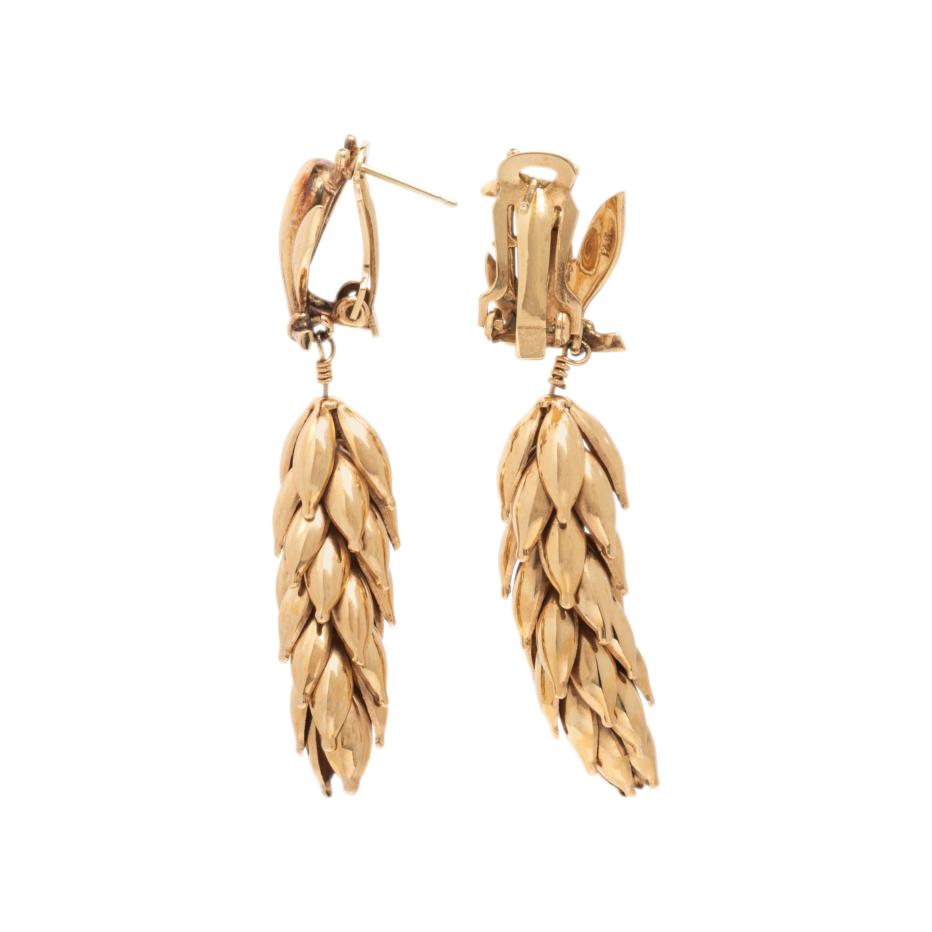 Yellow Gold Foliate Earrings