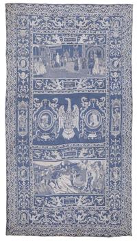 [CHICAGO HISTORY] -- [COLUMBUS, Christopher]. Large historiated and embroidered panel of the "Año Crucial" celebrating the Christopher Columbus's arrival in America. N.d. [ca 1892].