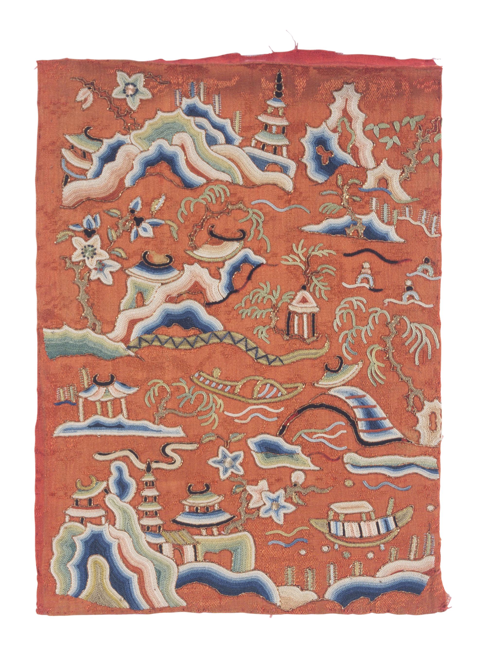 A Group of 11 Chinese Embroidered Silk Articles