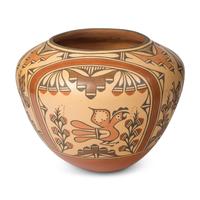 Ruby Panana (Zia, b. 1954) — Polychome Pottery Olla, with Parrots, Butterflies, and Rainbows