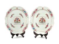A Pair of Chinese Export Porcelain Armorial Platters