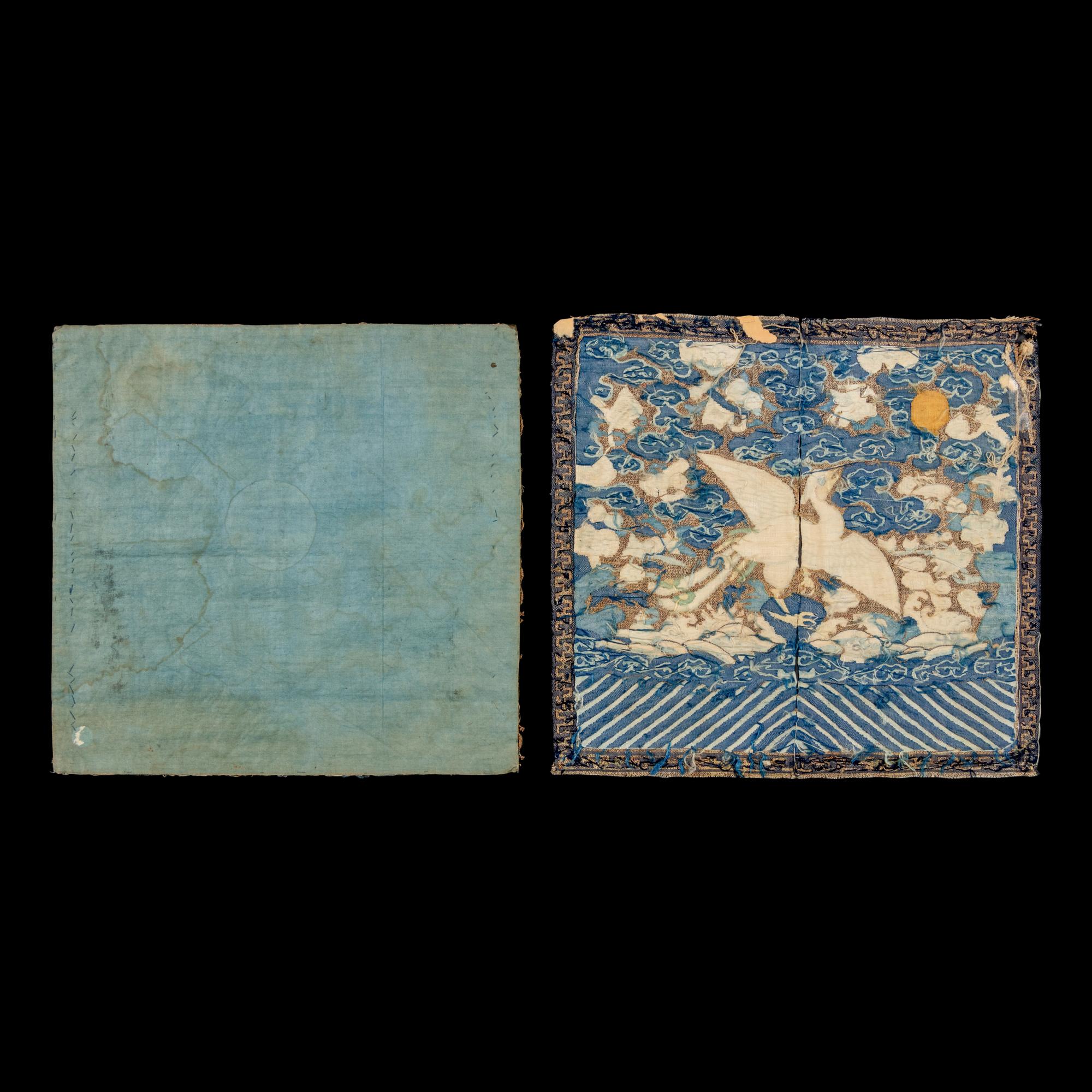 Two Chinese Kesi Silk Civil Officer's Rank Badges, Buzi , Mid-Second Half of 19th Century 清中晚期 緙絲補子兩幅