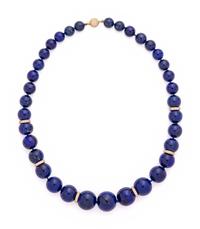 LAPIS LAZULI AND DIAMOND BEAD NECKLACE