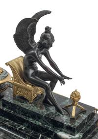 A French Gilt Bronze and Marble Inkwell