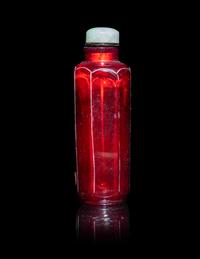 A Chinese Ruby-Red Glass Snuff Faceted Snuff Bottle