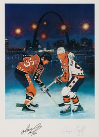 A Large Group of Hockey Hall of Fame Signed Artworks Including Wayne Gretzky and Mario Lemieux