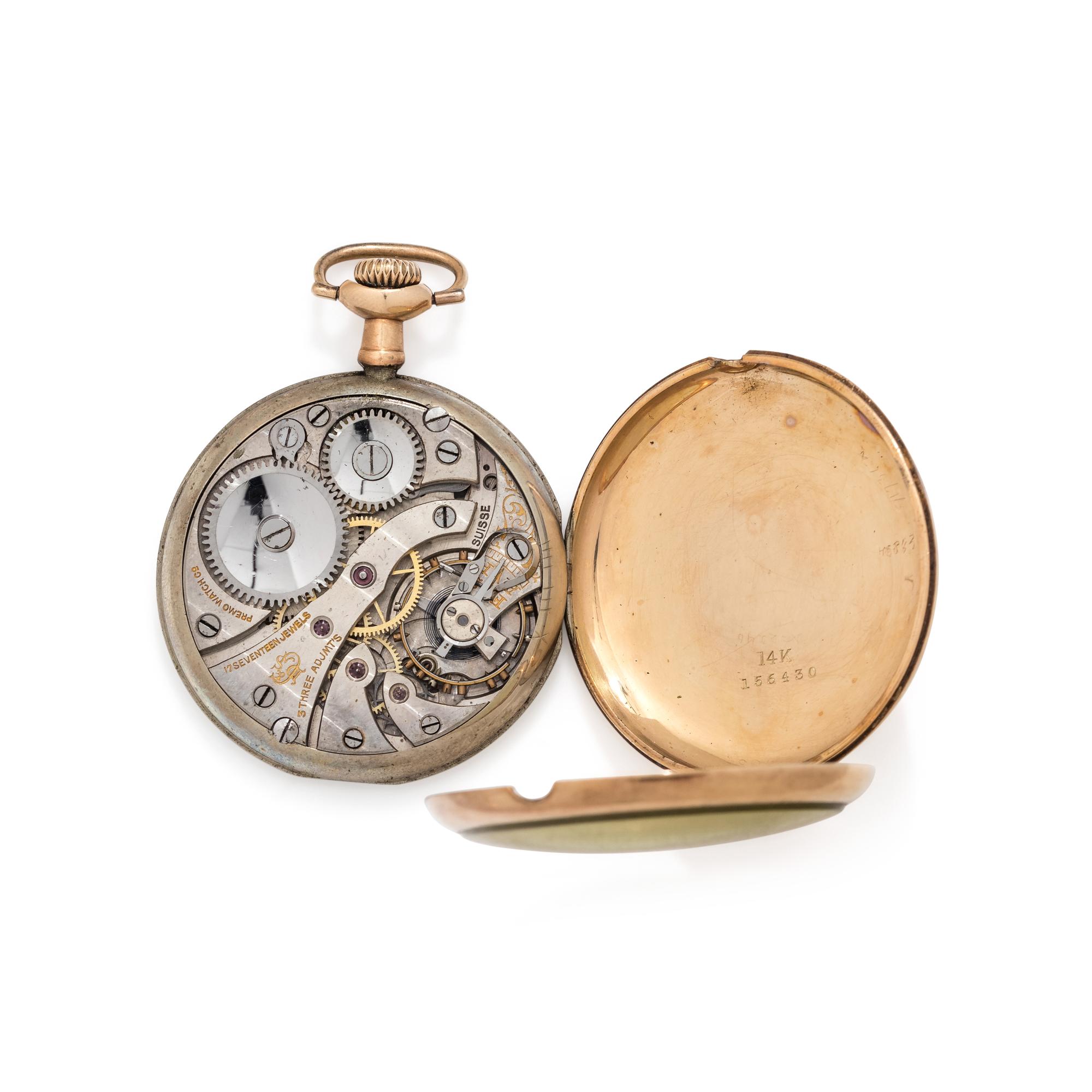 14K YELLOW GOLD OPEN FACE POCKET WATCH