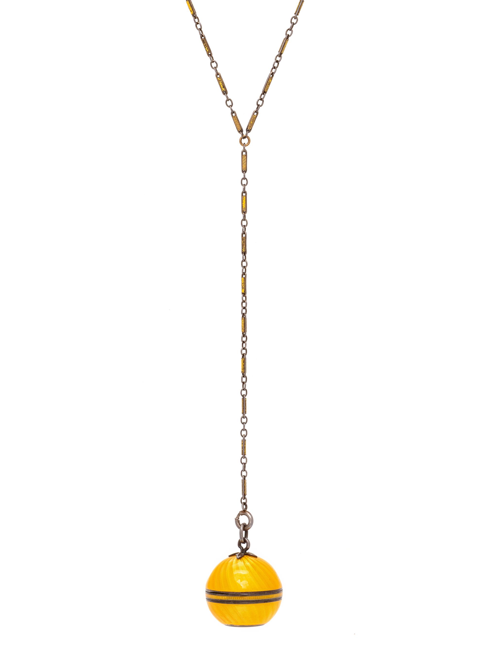 A Sterling Silver and Enamel Boule Pendant Watch Necklace, Swiss,