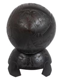 [AMERICANA]. Patriotic carved coconut shell with display stand.