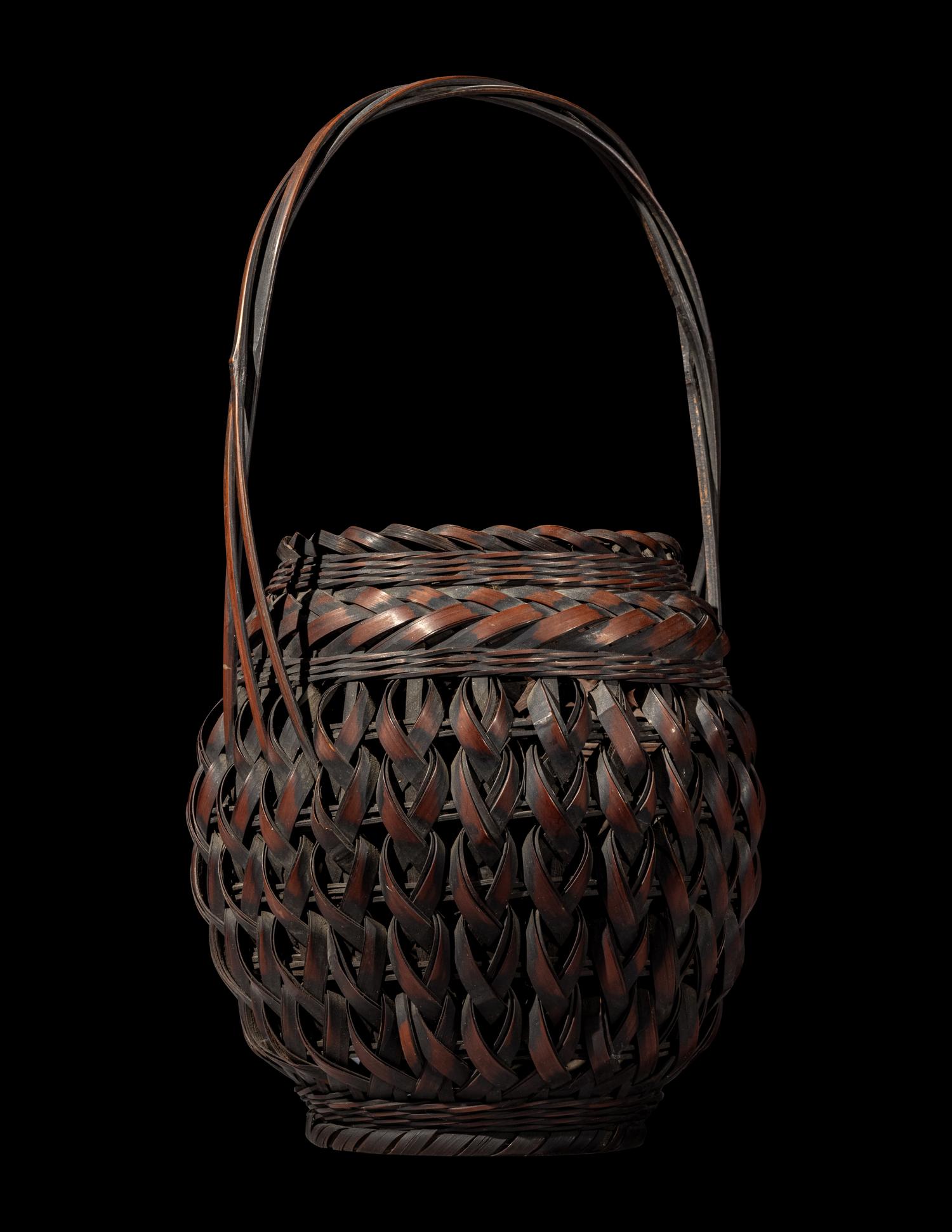 A Japanese Ikebana Bamboo Basket